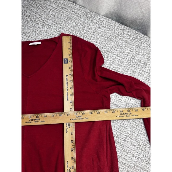 J Jill Red Knit Popover Top Tunic Cotton Stretch V-Neck Pockets Round Hem XL - Picture 7 of 11